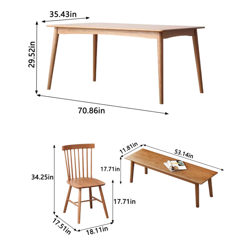Table rectangulaire en bois massif domestique simple