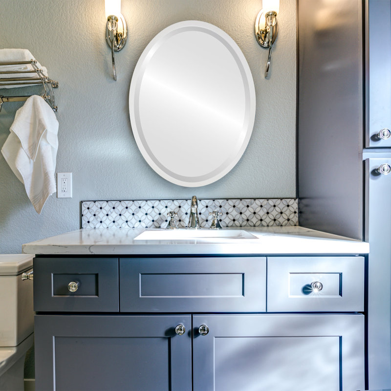 Miroir biseauté Javion, H 19,12 po x l 25,12 po, Blanc lin