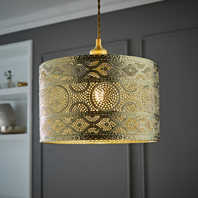 20cm H Metal Drum Lamp Shade ( Slip-On ) in Gold