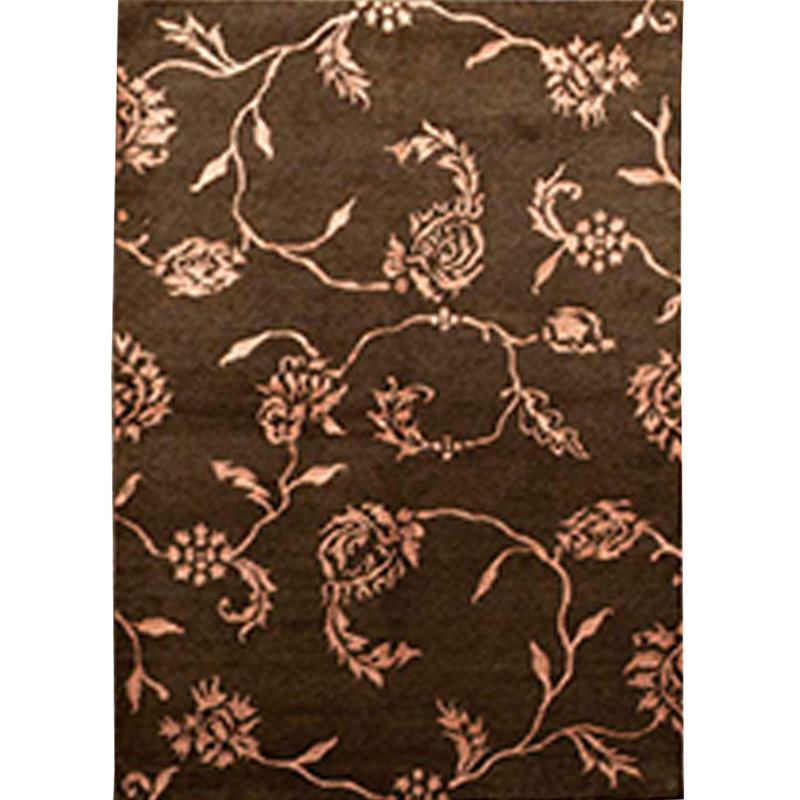 Himalayan Floral Area Rug in Dark Brown