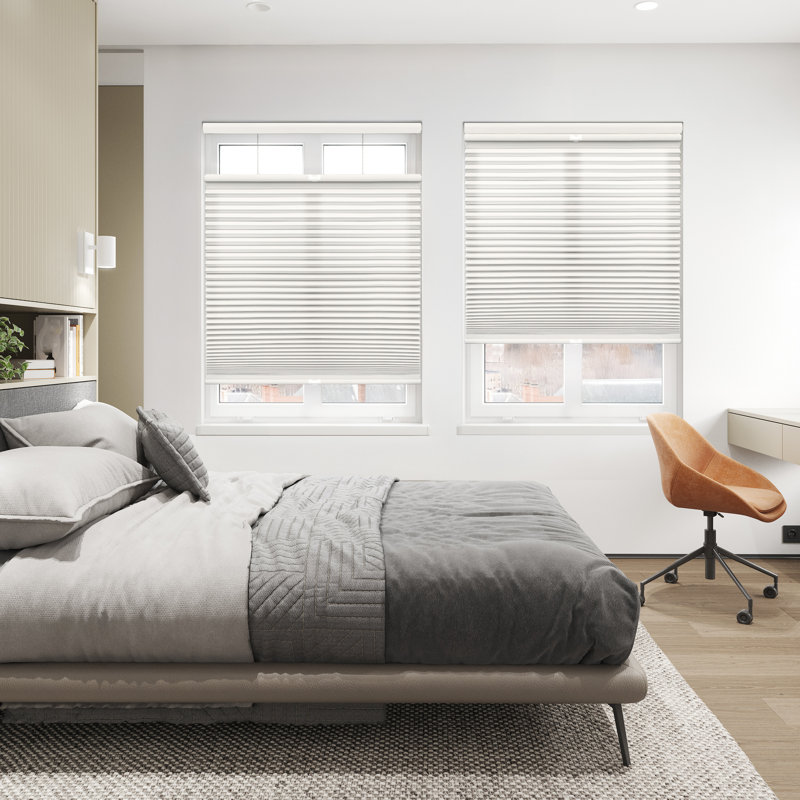 Ajanai EcoHome 1.5 inch Cordless Semi-Sheer Light Filtering Top Down Bottom Up Cellular Shade, Ivory, 57" W X 60" L