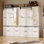 Armoire penderie avec porte de grange coulissante pliante et lumières à capteur (6 portes)