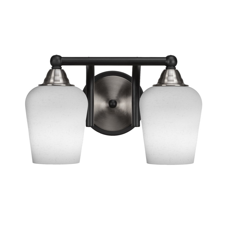 Michell 2-Light Bath Bar, Clear Bubble, Matte Black/Brushed Nickel