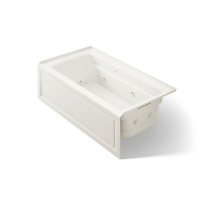 Archer 60-in X 32-in Integral Apron Whirlpool  Heated Bubblemassage Air Bath with Left-hand Drain, Biscuit, Right