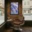 Plantes et fleurs, fleurs bleues sur fond doré, art sur toile-632167106
