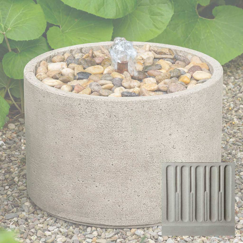 Evita Hand Crafted Weather Resistant Column Fountain, Graystone