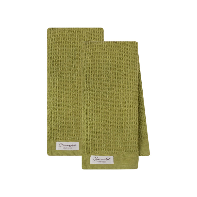 Ensemble de 2 torchons lavés, Vert