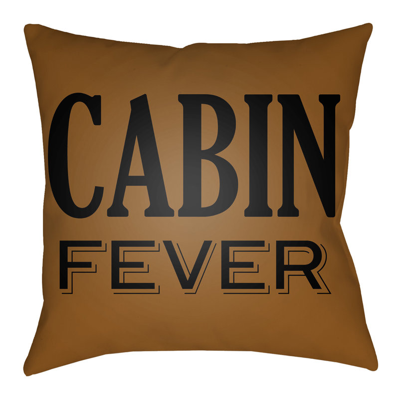 Lodge Cabin Fever Throw Pillow, 18" H x 18" W 1" D, Tan/Onyx Black