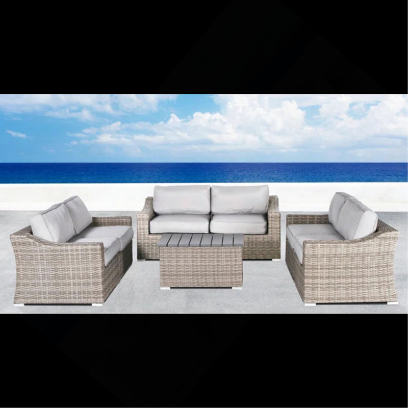 Ensemble 7 pièces de canapé de patio en osier avec coussins 7 pièces confortablement assemblés