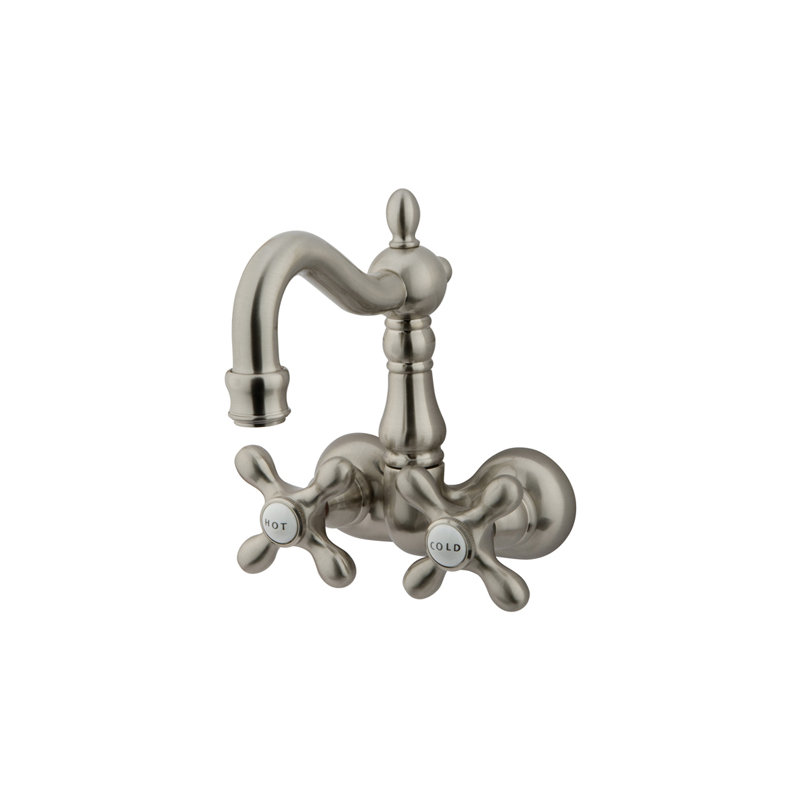 Hot Springs Double Handle Wall Mounted Clawfoot Tub Faucet, Brushed Nickel