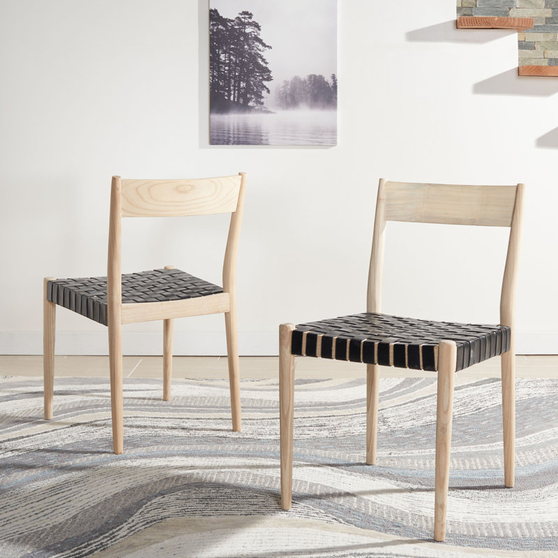 Cosme 18'' H Solid Wood Armchair, Black/Light Wood