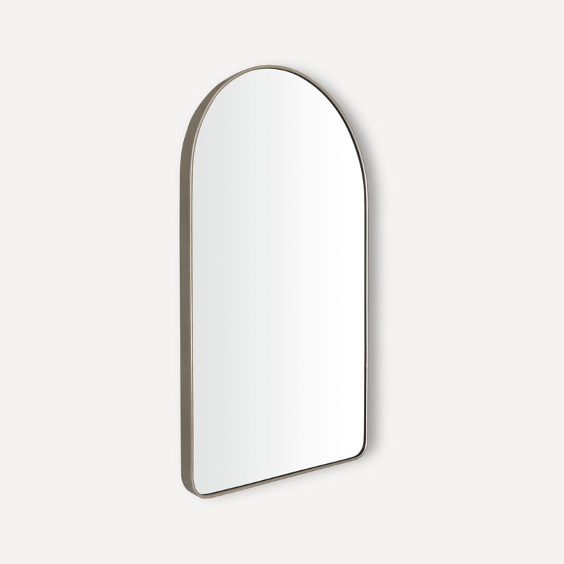 Miroir arqué en métal, Étain brossé
