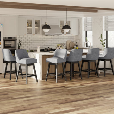 360°Bar Counter Stool with Solid Wood Frame