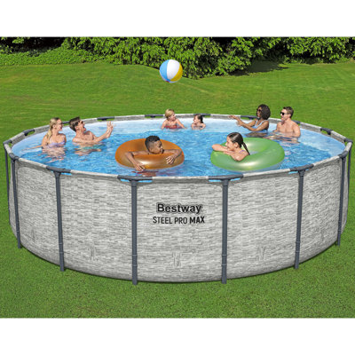 Bestway Steel Pro MAX - 16' x 48", Grey -Round Above Ground Swimming Pool Set