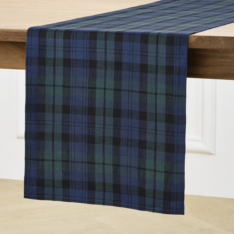 Blackwatch Plaid - 100% Pure Linen Table Runner, 72" x 14"