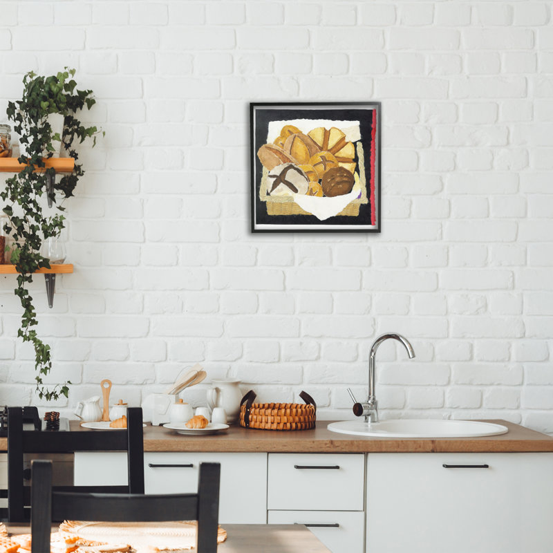 Giclée encadrée de boîte à pain et de rayures, design par Nancy Overton, H 12 po x l 12 po, Giclée encadrée noir minuit