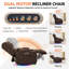 Fauteuil inclinable, berçant et pivotant à double moteur avec massage et chaleur, brun velours, 2 fauteuils-1288808598
