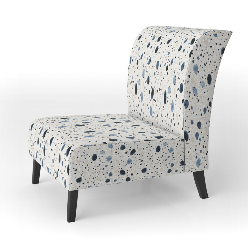 Fauteuil de chambre Modern Modern - Fauteuil de chambre beige à bulles bleu et crème, Pantoufle sans accoudoirs