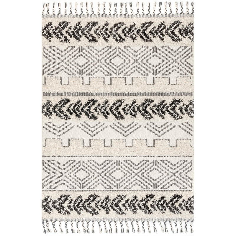 Tapis ivoire à poils longs Highfill Southwestern, Rectangle 2 pi x 3 pi