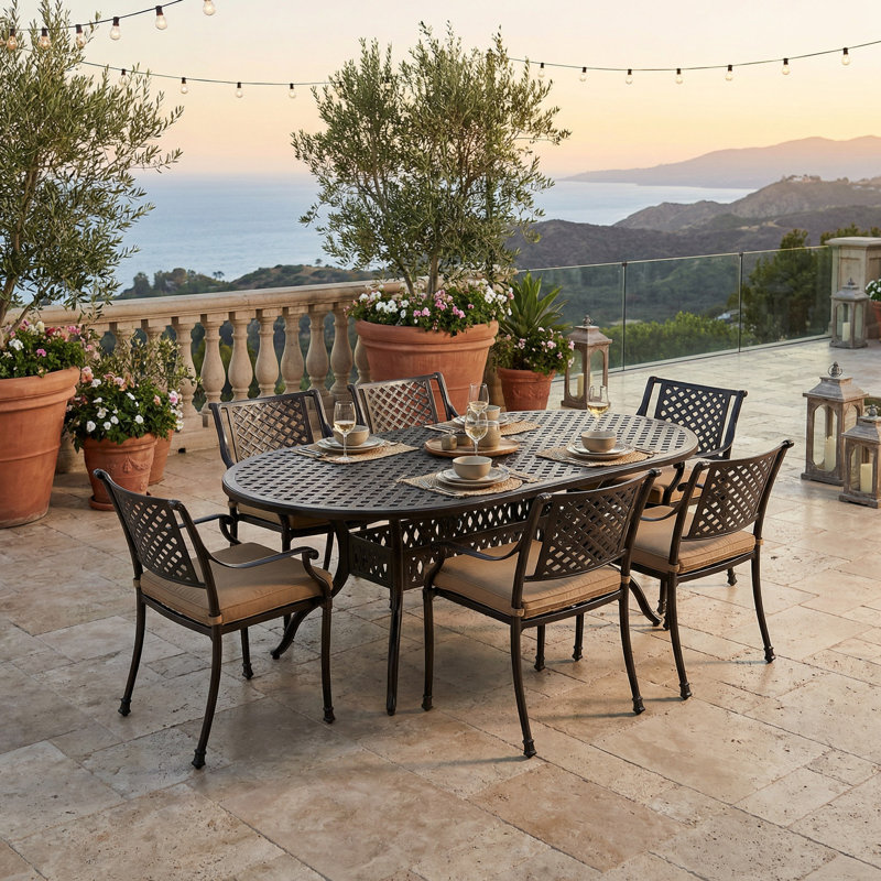 6 - Person Patio Dining Set with Oval Table , Cushions Included