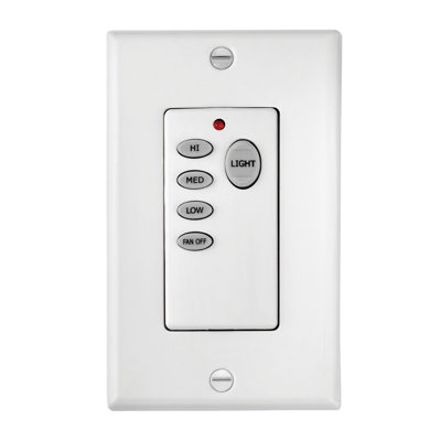 3 Speed & Light Button Fan Wall Control in White