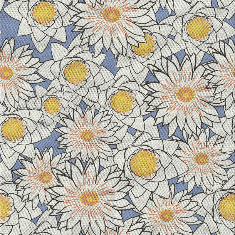 Tapis à tisser jaune/blanc/bleu, Carré 8 pi
