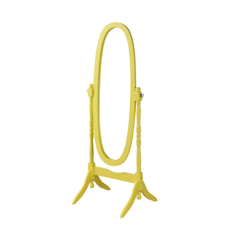 Traditional Queen Anna Style Wood Floor Cheval Mirror, Yellow Finish