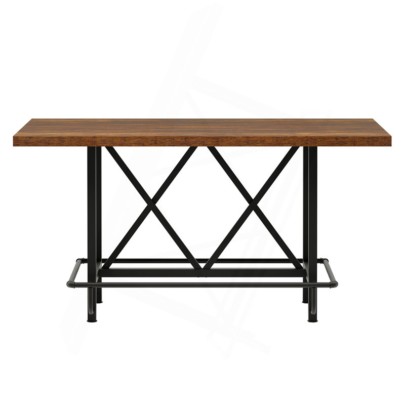 Rustic Pub Bar Counter,Sturdy Bar Table, 35.43"H x 62.99"L x 31.5"W