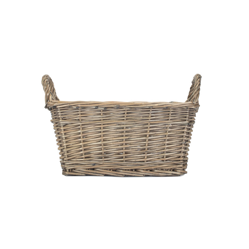 Wicker Unlined Storage Basket with Handles, 19cm H x 19cm W x 29cm D