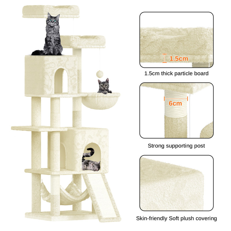 Amadahy 158cm H Cat Tree, Beige