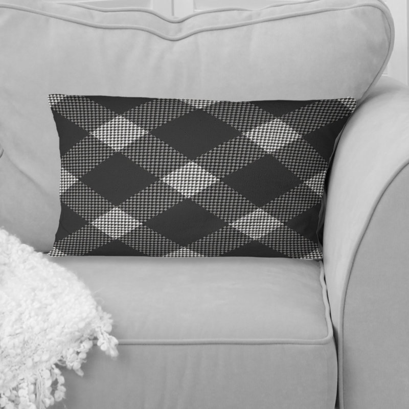 Imprimé pied-de-poule gris - coussin lombaire traditionnel