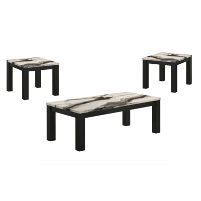 Ensemble de salon moderne et luxueux 3 pièces avec plateau en faux marbre et tables d'appoint assorties, durable et élégant