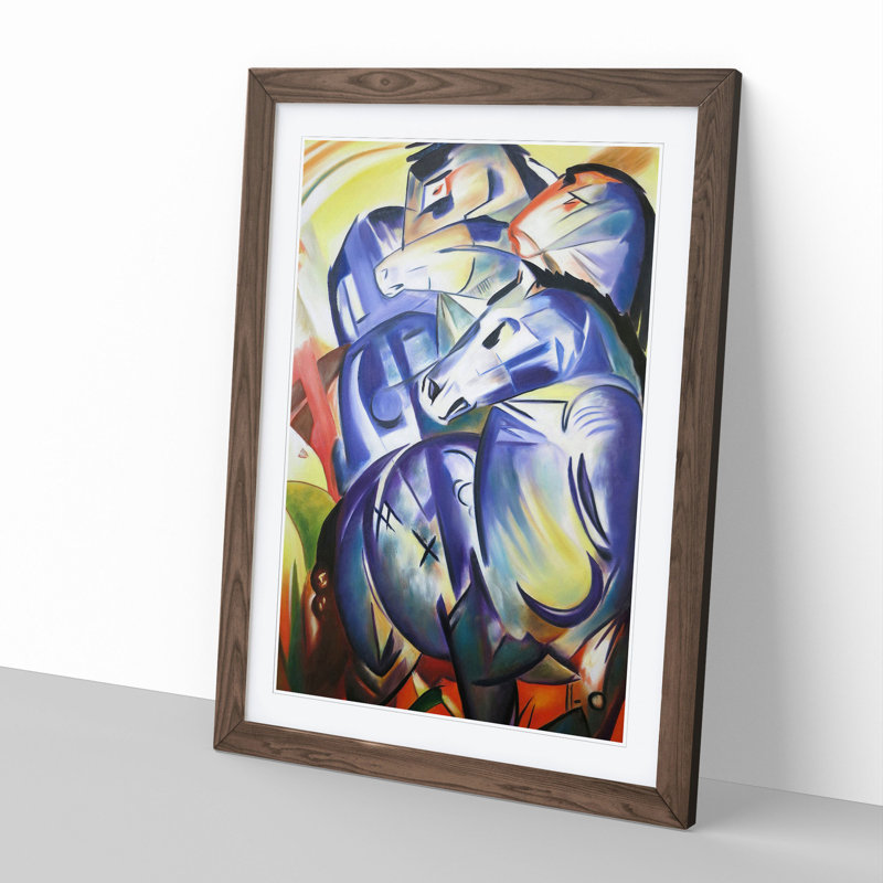 Blue Horses by Franz Marc - Picture Frame Graphic Art, Walnut, 48cm H x 36cm W x 2cm D