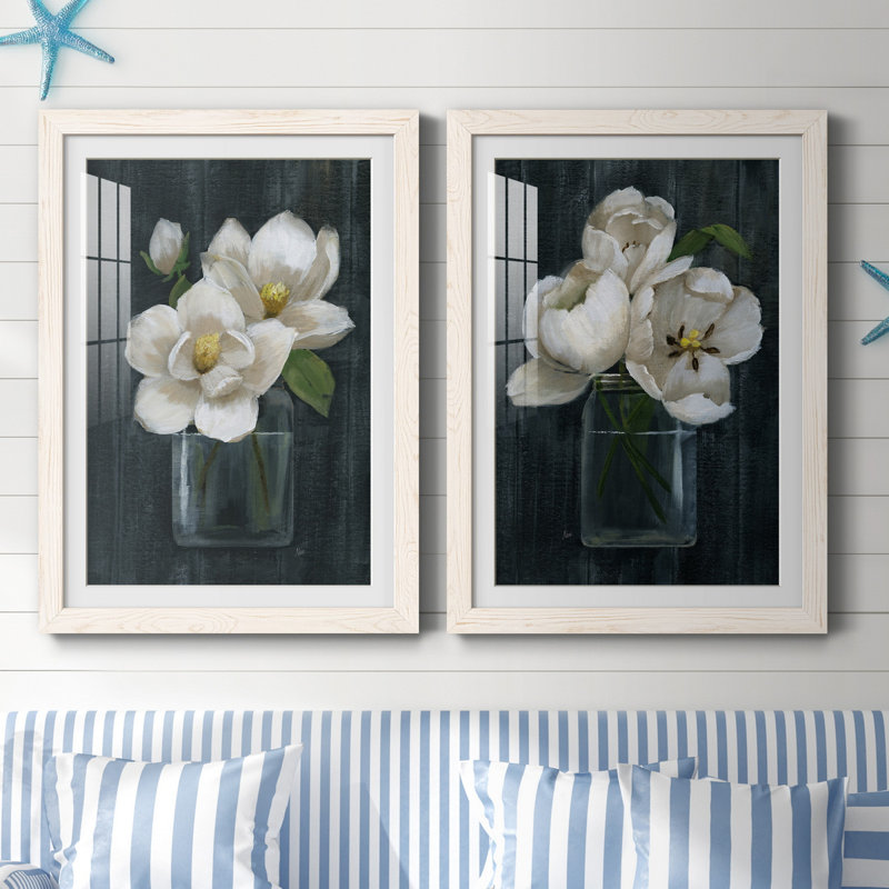 «Chalkboard Beauty I», ensemble de 2 reproductions d'art, Papier encadré blanc