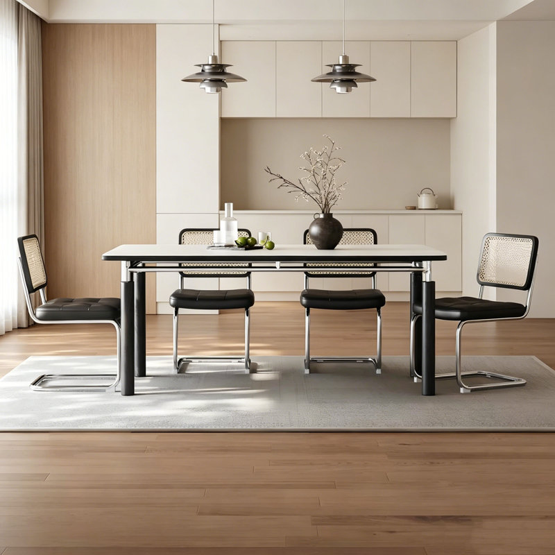 Table moderne en pierre frittée noire moderne, H 29,5 po x l 55,1 po x P 31,5 po, 5