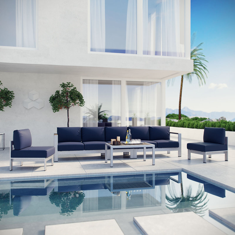 Ensemble de canapé modulaire d'extérieur en aluminium 6 pièces Shore, Marine