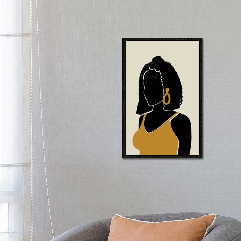 Black Hair XI - Print on Canvas, 66.04 cm H x 45.72 cm W, Black Framed