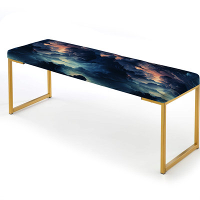 Noir Skies Moody Patterns - Abstract Upholstered Gold Bench
