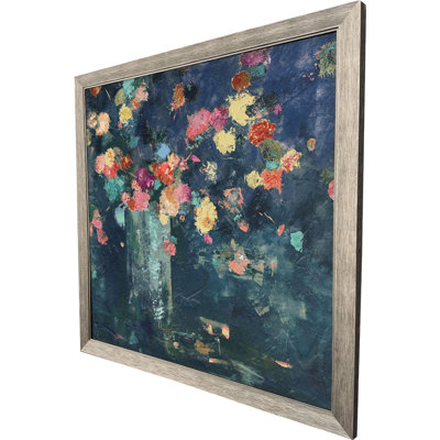 Art floral rétro sur fond bleu