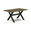 Ensemble de table et chaises de cuisine 7 pièces comprenant une table de salle à manger rectangulaire avec pieds en X et 6 chaises Parsons en tissu bleu, noir brossé-947147477-947147476