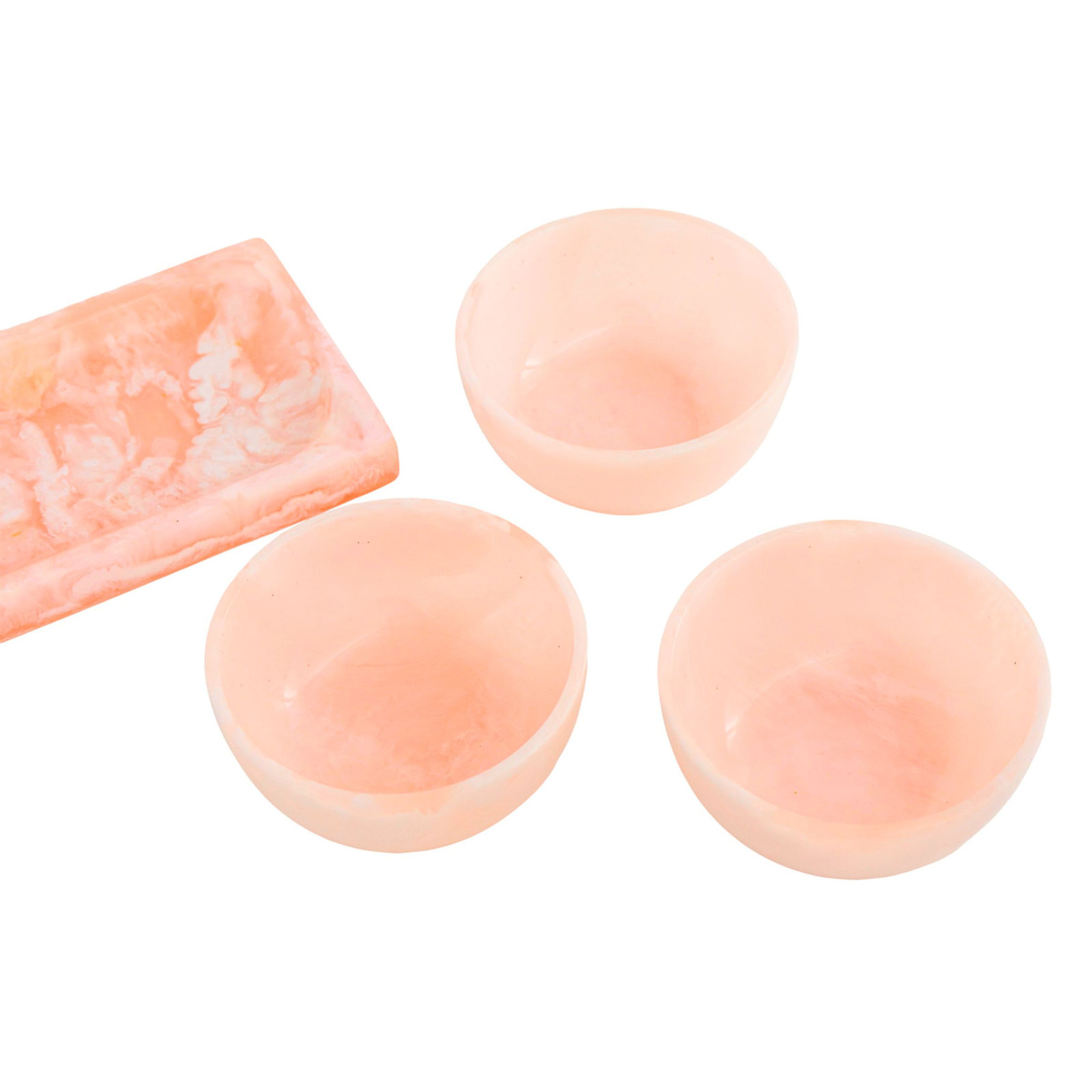 Lucente Resin Serving Tray & Appetizer Bowls, Pink