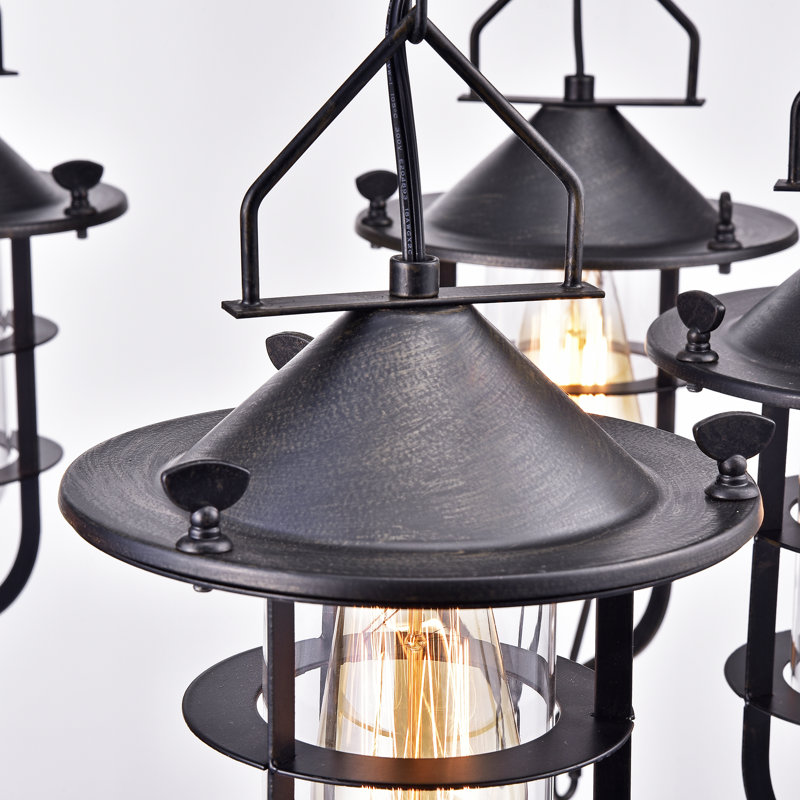 Lustre de roue de wagon à 6 lumières ombrées Crosby