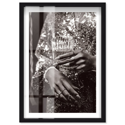 Sparkling Nights Shadowbox Print Miami Art Prints by Notoriart, Black Frame, 17 x 25