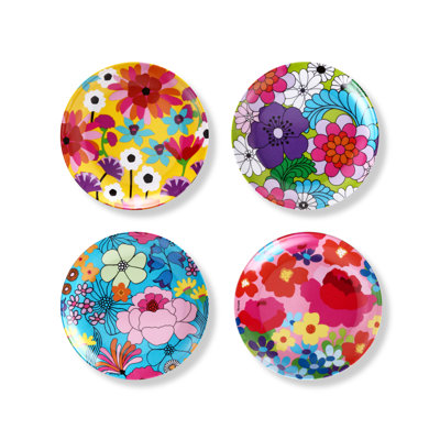 Ensemble de 4 assiettes à dîner French Bull 11 po - Jardin floral, assorties