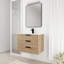 Meuble-lavabo mural de 30 pouces de style minimaliste avec lavabo en résine et tablettes latérales