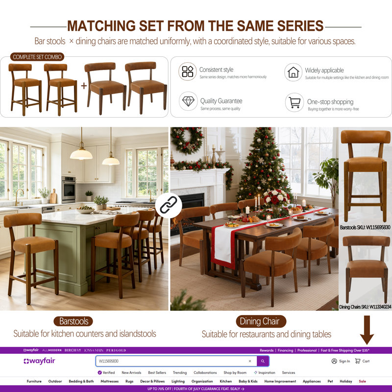 Cindina Mid-Century Modern Dining Chairs Brown Faux Leather Upholstered Wood Frame Kitchen Chairs, 4