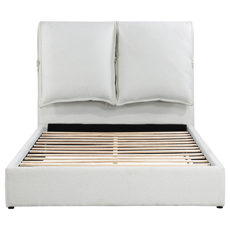 Gwendoline Upholstered Panel Bed White, Queen