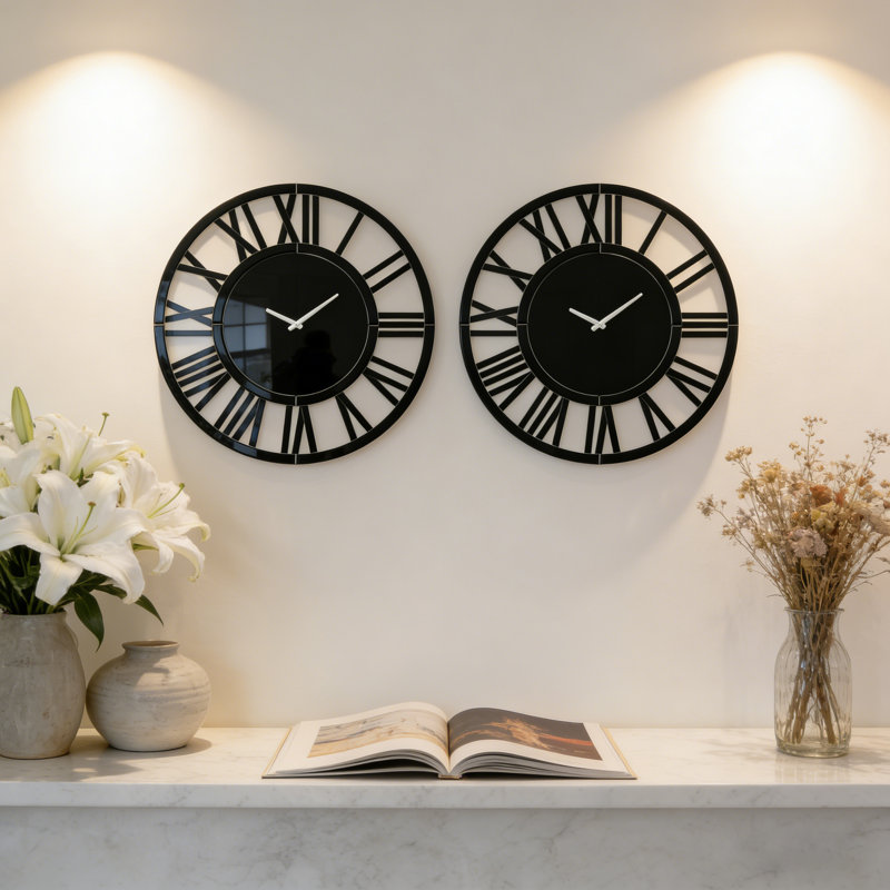 Petite horloge murale 17,72 po, Petit, Noir