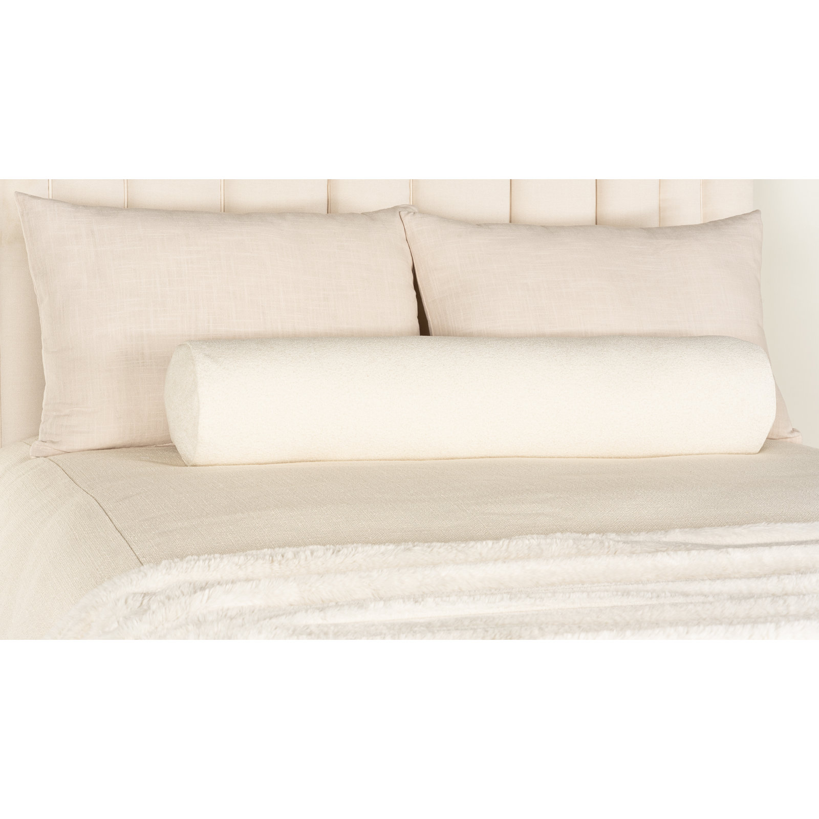 Cascade Throw Pillow, Bolster 8" H x 39" W, Ivory