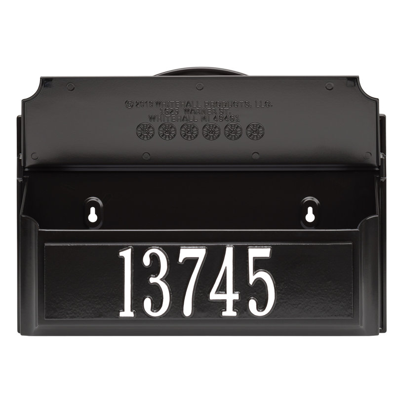 Colonial Wall Mounted Mailbox, Black/White, Yes
